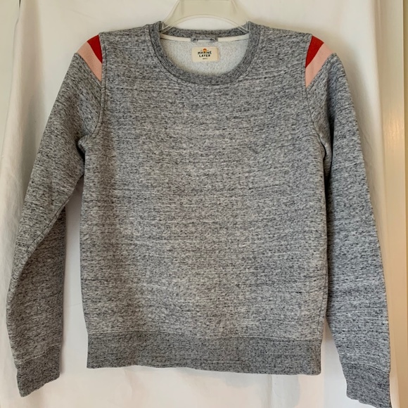 Marine Layer "Banks Crewneck" light heather gray sweatshirt - Picture 1 of 7